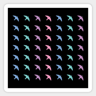 Blue Green Purple Pink Pastel Birds Flying Pattern Magnet